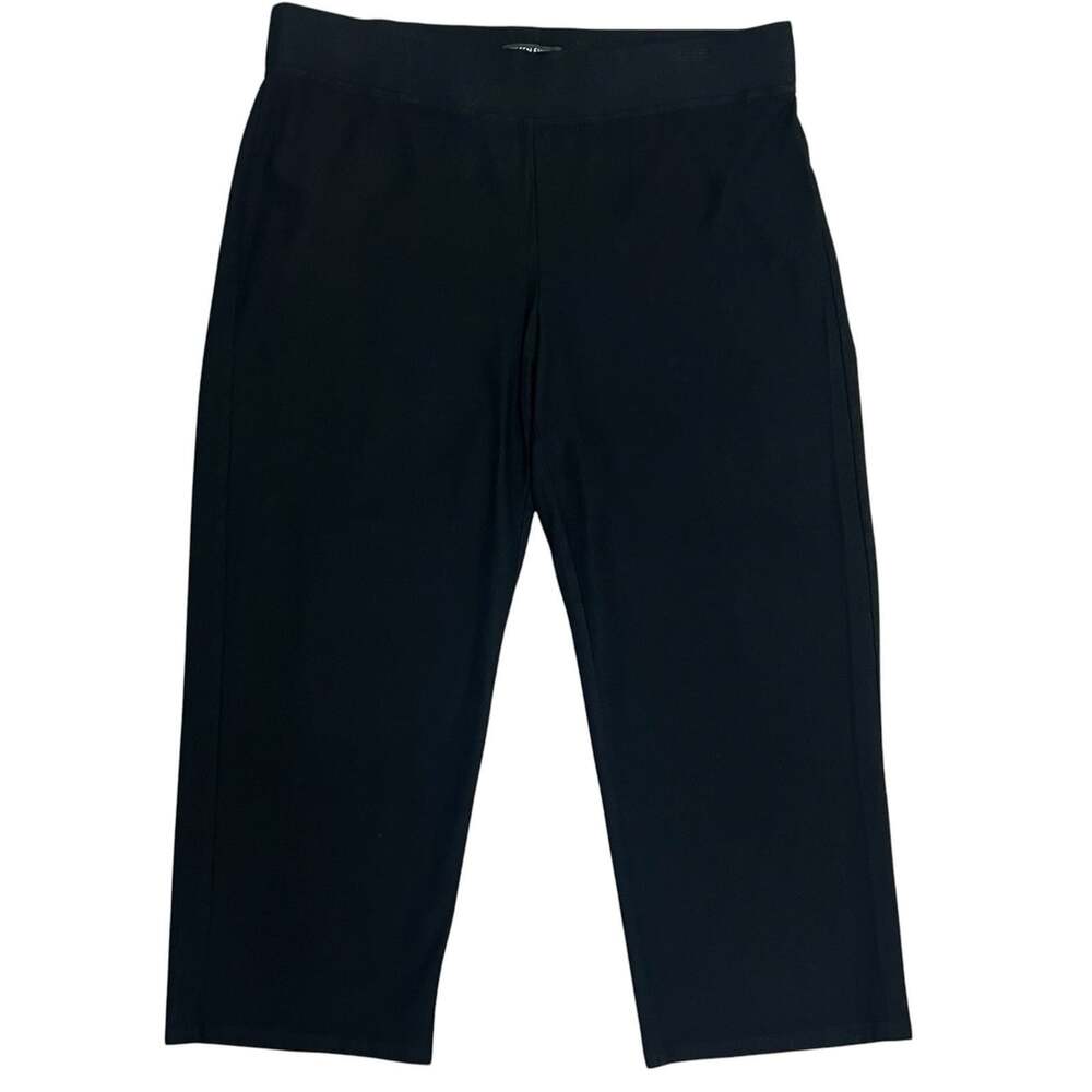 Eileen Fisher Petite Small PS Washable Stretch Crepe Slim Ankle Pants Black